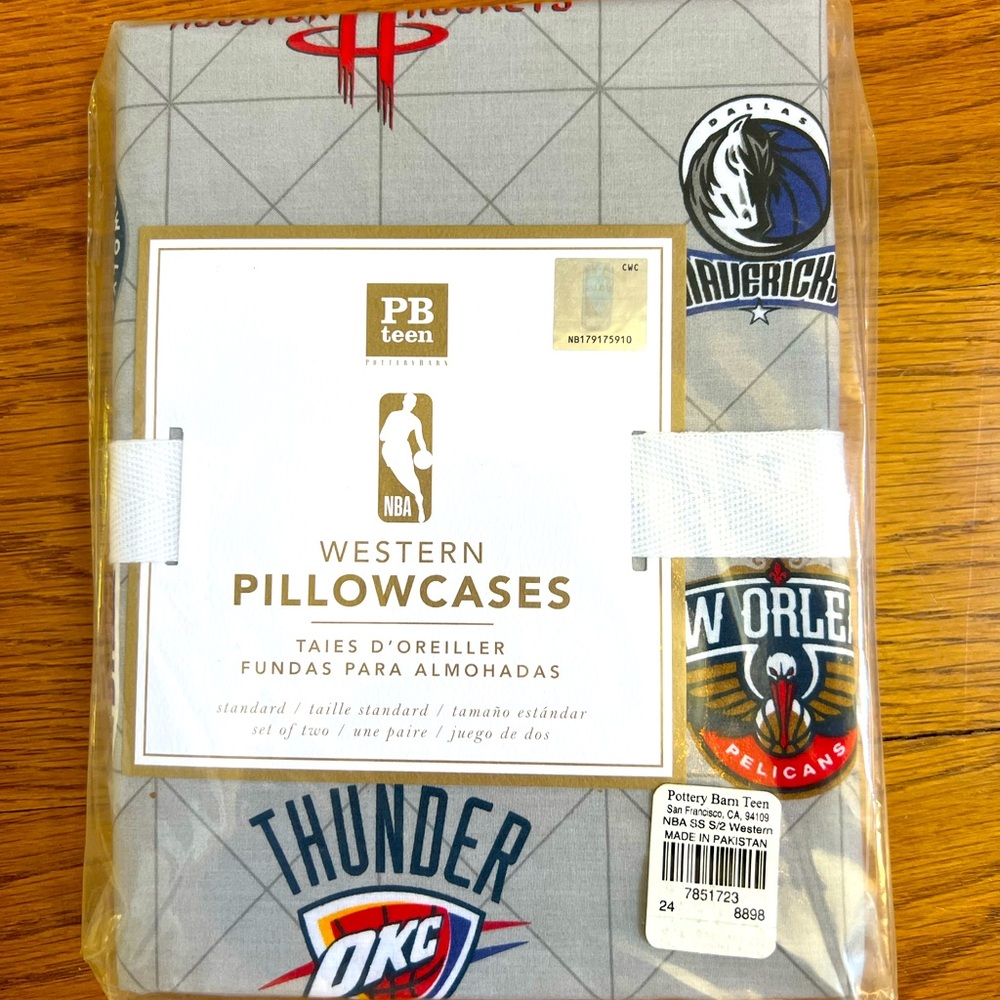 NWT Pottery Barn Teen - set of extra NBA Western Conference pillowcases